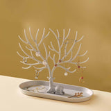 Maxbell Deer Sculpture Jewelry Tree Stand Hanger Organizer Birthday Gift Light Grey