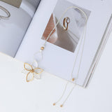 Maxbell Long Sweater Necklaces Chain Elegant Decorate for party Work Gifts Argent Aureate
