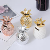 Maxbell Creative Pineapple Shape Money Box Desktop Statue Storage Cans for Crafts Argent