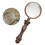 Maxbell Handheld Carved Magnifying Glass with Nonslip Handle Embossed for Book Red