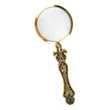 Maxbell Handheld Carved Magnifying Glass with Nonslip Handle Embossed for Book Golden