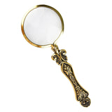 Maxbell Handheld Carved Magnifying Glass with Nonslip Handle Embossed for Book Golden