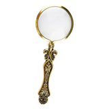 Maxbell Handheld Carved Magnifying Glass with Nonslip Handle Embossed for Book Golden
