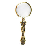 Maxbell Handheld Carved Magnifying Glass with Nonslip Handle Embossed for Book Golden