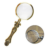 Maxbell Handheld Carved Magnifying Glass with Nonslip Handle Embossed for Book Golden