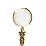 Maxbell Handheld Carved Magnifying Glass with Nonslip Handle Embossed for Book Golden