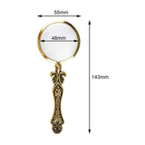 Maxbell Handheld Carved Magnifying Glass with Nonslip Handle Embossed for Book Golden