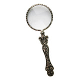 Maxbell Handheld Carved Magnifying Glass with Nonslip Handle Embossed for Book Silver