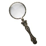 Maxbell Handheld Carved Magnifying Glass with Nonslip Handle Embossed for Book Silver