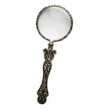 Maxbell Handheld Carved Magnifying Glass with Nonslip Handle Embossed for Book Silver