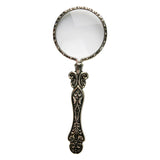 Maxbell Handheld Carved Magnifying Glass with Nonslip Handle Embossed for Book Silver