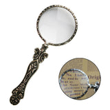 Maxbell Handheld Carved Magnifying Glass with Nonslip Handle Embossed for Book Silver