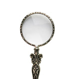 Maxbell Handheld Carved Magnifying Glass with Nonslip Handle Embossed for Book Silver