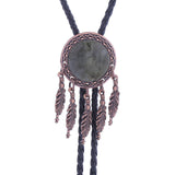 Maxbell Vintage Bolo Tie PU Leather Rope Western Necktie Necklace for Party Cosplay