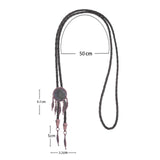 Maxbell Vintage Bolo Tie PU Leather Rope Western Necktie Necklace for Party Cosplay