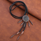 Maxbell Vintage Bolo Tie PU Leather Rope Western Necktie Necklace for Party Cosplay