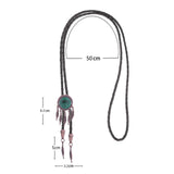 Maxbell Bolo Tie Necktie Green Pendant PU Leather men for Wedding Party