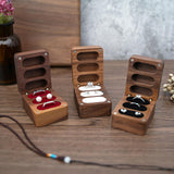 Maxbell Maxbell Wooden Jewelry Box Wedding Ceremony rings Bearer Box Travel Case Showcase Black