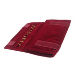 Maxbell Maxbell Velvet Jewelry Organizer Roll Burgundy Velvet Foldable for Earrings Trip