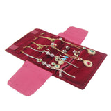 Maxbell Maxbell Velvet Jewelry Organizer Roll Burgundy Velvet Foldable for Earrings Trip