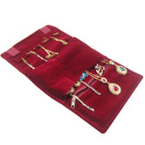 Maxbell Maxbell Velvet Jewelry Organizer Roll Burgundy Velvet Foldable for Earrings Trip