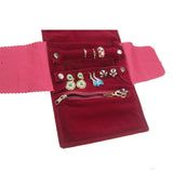 Maxbell Maxbell Velvet Jewelry Organizer Roll Burgundy Velvet Foldable for Earrings Trip