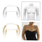 Maxbell Body Chain for Women Tassel Bridal Shoulder Chain Necklace for Evening Golden