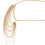 Maxbell Body Chain for Women Tassel Bridal Shoulder Chain Necklace for Evening Golden