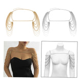 Maxbell Body Chain for Women Tassel Bridal Shoulder Chain Necklace for Evening Golden