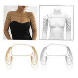 Maxbell Body Chain for Women Tassel Bridal Shoulder Chain Necklace for Evening Golden