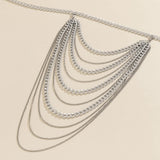 Maxbell Body Chain for Women Tassel Bridal Shoulder Chain Necklace for Evening White