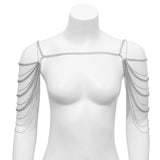 Maxbell Body Chain for Women Tassel Bridal Shoulder Chain Necklace for Evening White