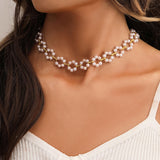 Maxbell Maxbell simulated Pearl Choker Brides Jewelry White Short Chain for Banquet Party