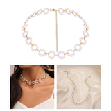 Maxbell Maxbell simulated Pearl Choker Brides Jewelry White Short Chain for Banquet Party