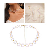 Maxbell Maxbell simulated Pearl Choker Brides Jewelry White Short Chain for Banquet Party