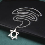 Maxbell Maxbell Star of David Necklace Unisex Fashion 23inch Punk for Men Women Couples Argent