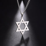 Maxbell Maxbell Star of David Necklace Unisex Fashion 23inch Punk for Men Women Couples Argent