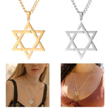 Maxbell Maxbell Star of David Necklace Unisex Fashion 23inch Punk for Men Women Couples Argent