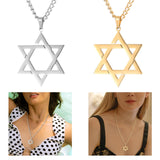 Maxbell Maxbell Star of David Necklace Unisex Fashion 23inch Punk for Men Women Couples Argent
