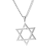 Maxbell Maxbell Star of David Necklace Unisex Fashion 23inch Punk for Men Women Couples Argent