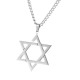 Maxbell Maxbell Star of David Necklace Unisex Fashion 23inch Punk for Men Women Couples Argent