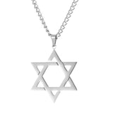 Maxbell Maxbell Star of David Necklace Unisex Fashion 23inch Punk for Men Women Couples Argent