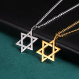 Maxbell Maxbell Star of David Necklace Unisex Fashion 23inch Punk for Men Women Couples Aureate