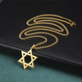 Maxbell Maxbell Star of David Necklace Unisex Fashion 23inch Punk for Men Women Couples Aureate