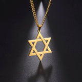 Maxbell Maxbell Star of David Necklace Unisex Fashion 23inch Punk for Men Women Couples Aureate
