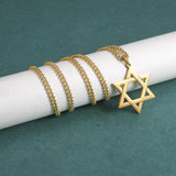Maxbell Maxbell Star of David Necklace Unisex Fashion 23inch Punk for Men Women Couples Aureate