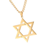Maxbell Maxbell Star of David Necklace Unisex Fashion 23inch Punk for Men Women Couples Aureate