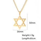 Maxbell Maxbell Star of David Necklace Unisex Fashion 23inch Punk for Men Women Couples Aureate