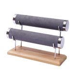 Maxbell Maxbell Bracelet Display Stand with Wooden Base for Tabletop Women Girl Craft Shows 2 Layers