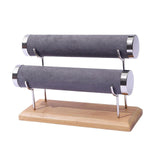 Maxbell Maxbell Bracelet Display Stand with Wooden Base for Tabletop Women Girl Craft Shows 2 Layers
